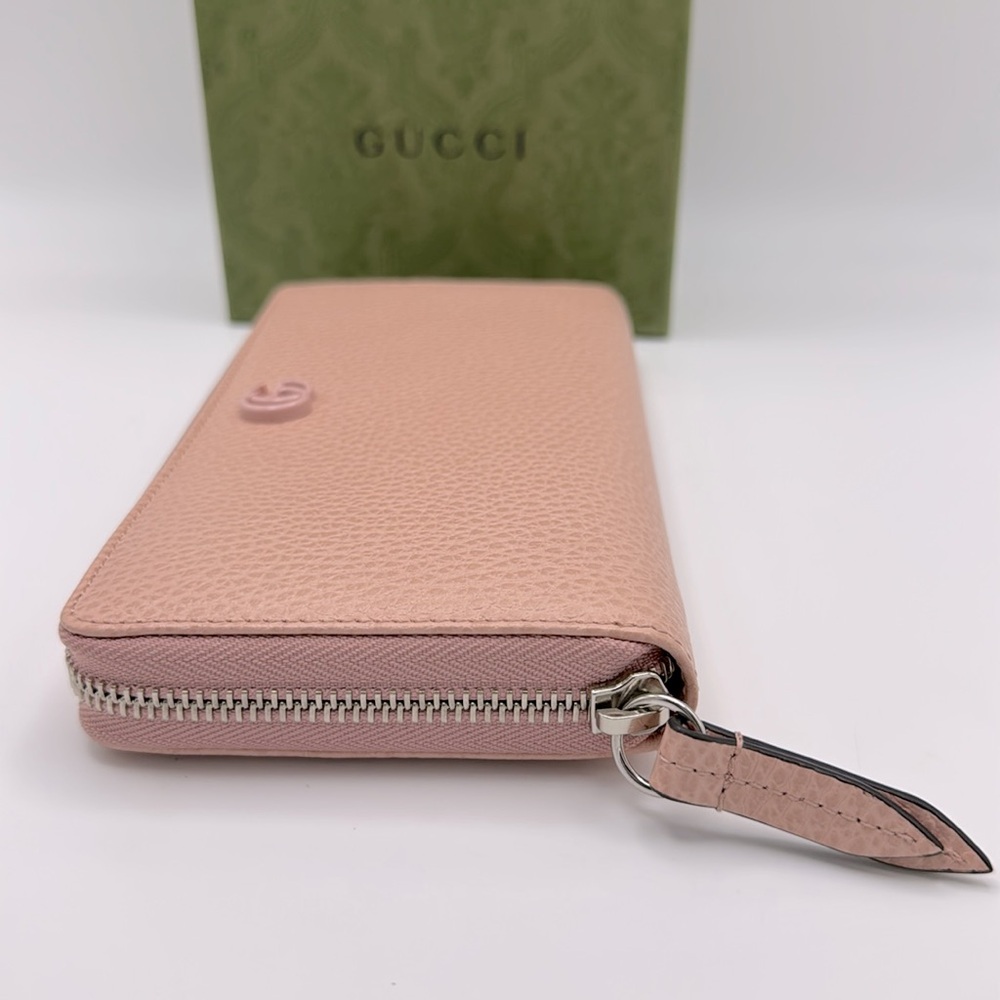 NEW GUCCI GG MARMONT PINK ZIP AROUND LEATHER WALLET BOX! - Picture 4 of 16